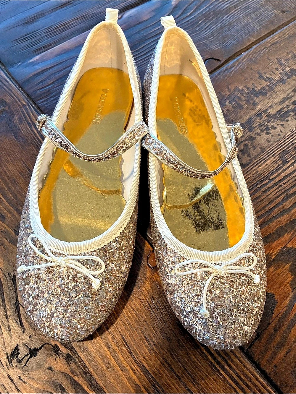 Crewcuts Glitter Ballet Flats Glitter Mary Jane Flats in Gold & Silver